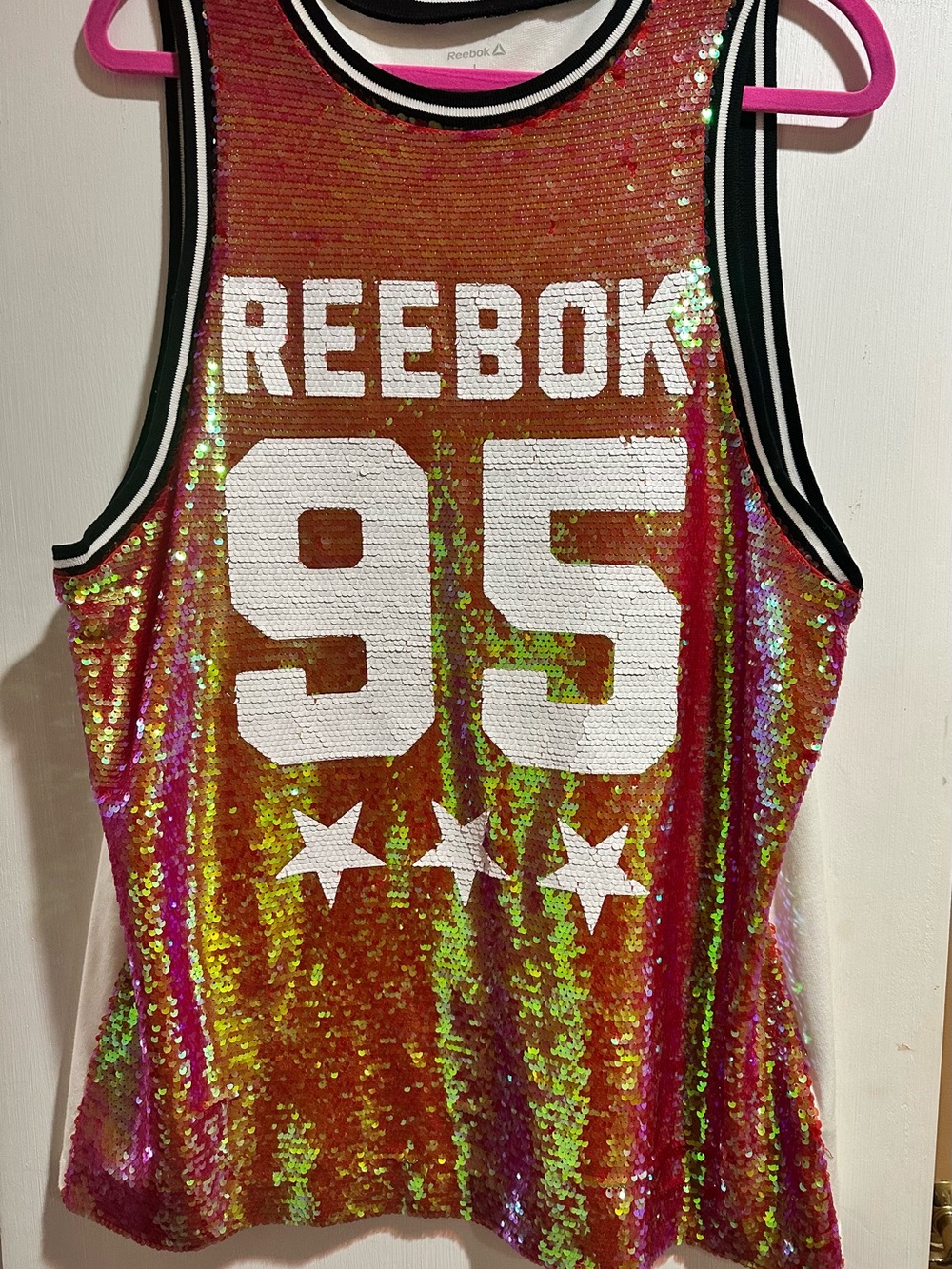 Reebok Women’s ' Iridescent Pink/Gold Sequin Tank Top